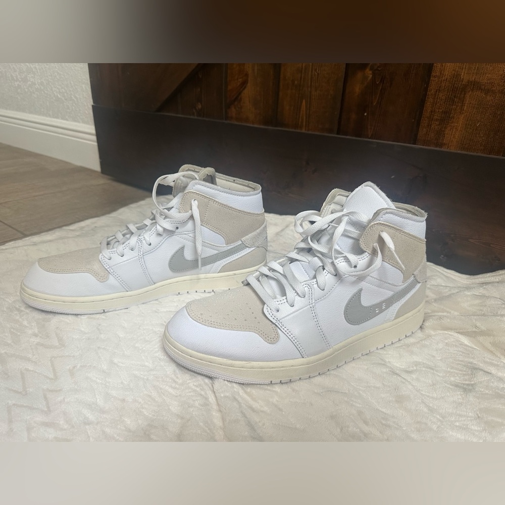 Nike High-Top Sneakers in White and Tan